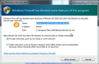 Bitcoin Wallet Asking for Access Through the Firewall